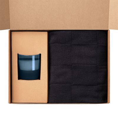 Подарочный набор Sapphire, синий (плед, свеча)-2