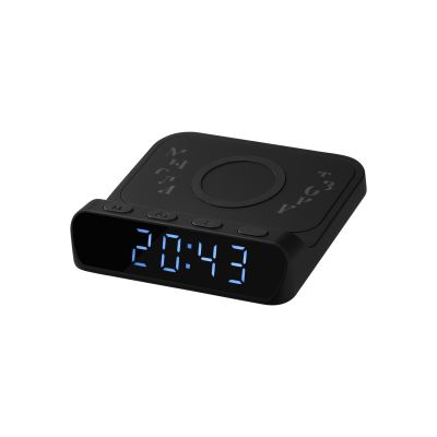 Зарядная станция с часами 15W Ригель (Rigel), черная-7