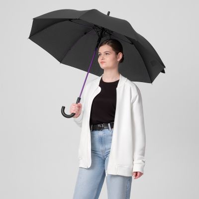 Зонт-трость Квантум (Quantum), черный/фиолетовый-6
