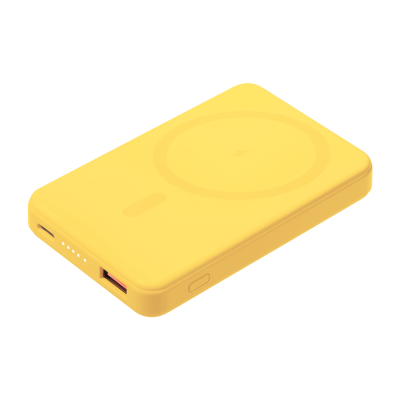 Внешний аккумулятор Ларго PD (Largo PD) 5000mAh с функцией беспроводной зарядки 15W, желтый-0