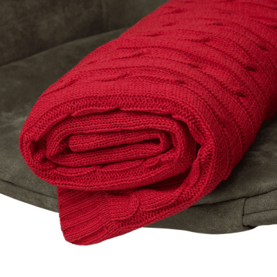 Плед Фадо (Fado) вязаный, красный (без подарочной коробки)-7