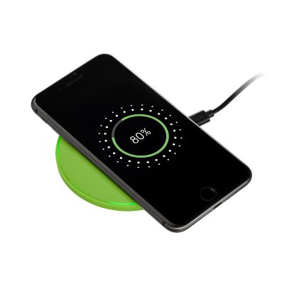 Беспроводное зарядное устройство с подсветкой 15W Аурис (Auris), салатовое-5