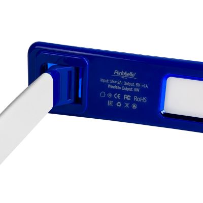 Настольная лампа c беспроводной зарядкой Люмос Ультрамарин (Lumos Ultramarine), синяя-3