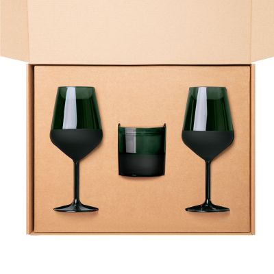 Подарочный набор свеча + 2 бокала для вина Emerald, зеленый-2
