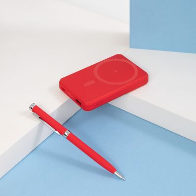 Внешний аккумулятор Ларго PD (Largo PD) 5000mAh с функцией беспроводной зарядки 15W, красный-8