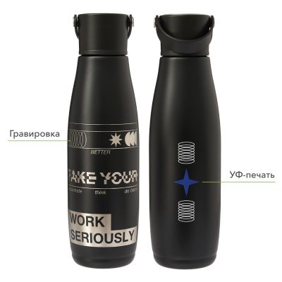 Термобутылка вакуумная герметичная Боска (Bosca), черная-9