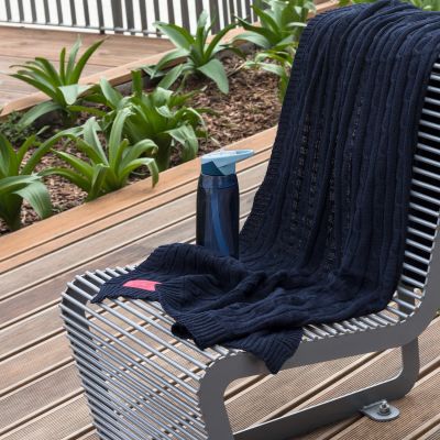 Плед Fado вязаный, темно-синий (без подарочной коробки)-9