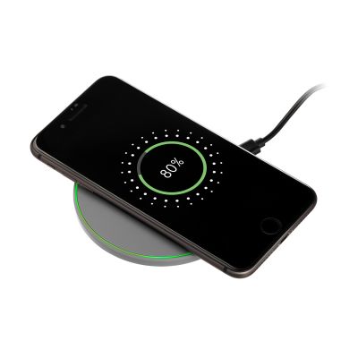 Беспроводное зарядное устройство с подсветкой 15W Аурис (Auris), серое-5