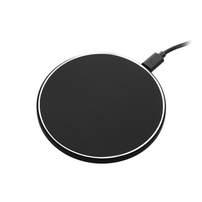 Беспроводное зарядное устройство с подсветкой 15W Аурис (Auris), черное-0