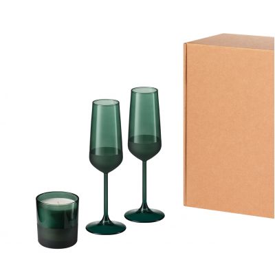 Подарочный набор свеча + 2 бокала для шампанского Emerald, зеленый-0
