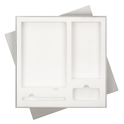 Подарочная коробка без ложемента для ежедневника, ручки и аккумулятора, серая (под съемные ложементы)-0