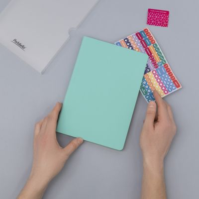 Ежедневник Spark недатированный, мятный (с упаковкой, со стикерами)-11