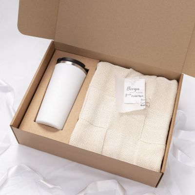 Плед Cella вязаный, бежевый (без подарочной коробки)-10