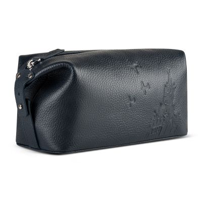 Несессер Gourji 24х12х10 кожа синий с тиснением-3