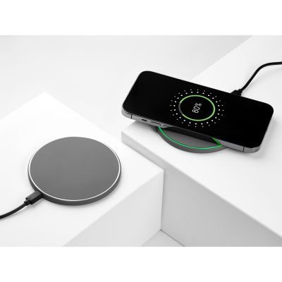 Беспроводное зарядное устройство с подсветкой 15W Аурис (Auris), серое-8