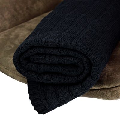 Плед Fado вязаный, темно-синий (без подарочной коробки)-8