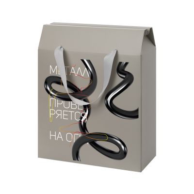 Подарочная коробка-пакет универсальная большая, серая-7