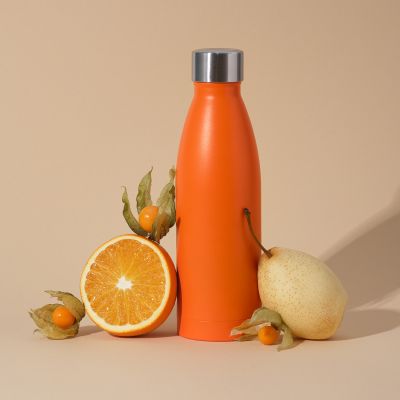 Термобутылка вакуумная герметичная Fresco, оранжевая, зернистое покрытие-12
