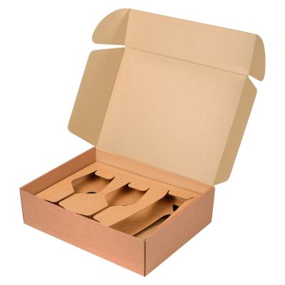 Доп. ложемент НИЖНИЙ под декантер + 2 бокала в большую универсальную коробку, крафт (арт. 21005.020)-2