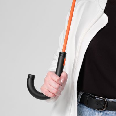 Зонт-трость Quantum, черный/оранжевый-7