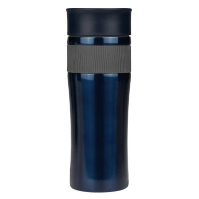 Термокружка вакуумная Polo, синяя (серая манжета)-0