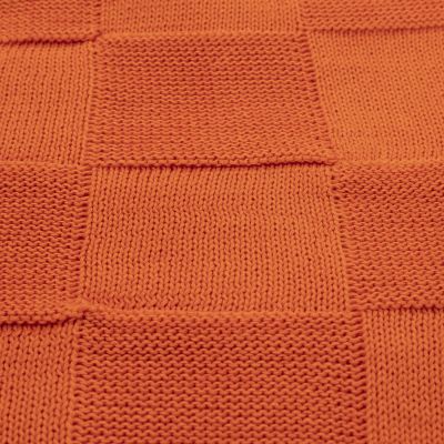 Плед Cella вязаный, оранжевый (без подарочной коробки)-5