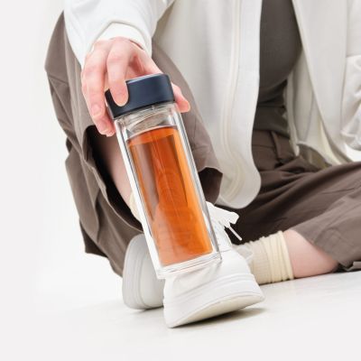 Бутылка стеклянная с двойными стенками Aravia, синяя-11