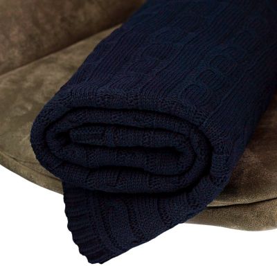 Плед Фадо (Fado) вязаный, синий (без подарочной коробки)-8