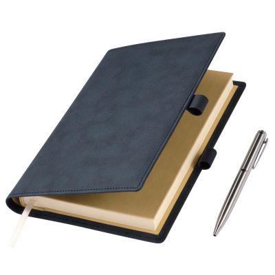 Ежедневник-портфолио Clip NEO недатированный в подарочной коробке, синий (в комплекте ручка Sonata BP серебро)-0