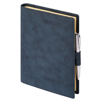 Ежедневник-портфолио Clip NEO недатированный в подарочной коробке, синий (в комплекте ручка Sonata BP серебро)-6