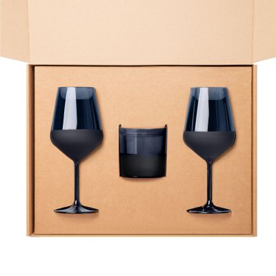 Подарочный набор свеча + 2 бокала для вина, Sapphire синий-2