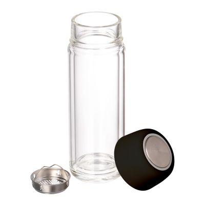 Бутылка стеклянная с двойными стенками Bianca, черная-4