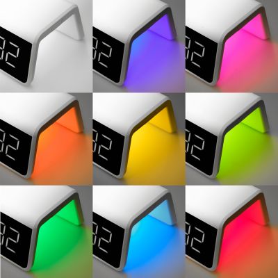 Зарядная станция с часами 15W Флейм (Flame), белая-12