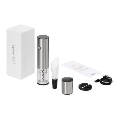 Набор для вина с электрическим штопором Винтаро (Vintaro), серебряный-9