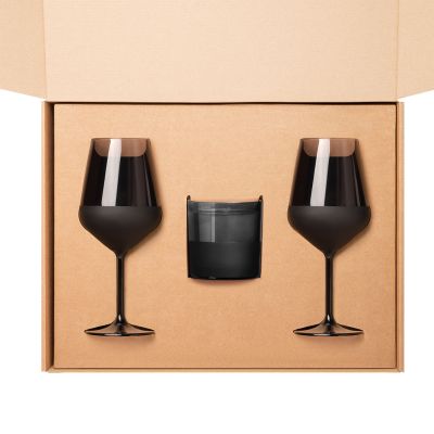 Доп. Ложемент НИЖНИЙ под свечу + 2 бокала для вина в большую универсальную коробку, крафт (арт. 21005.020)-3
