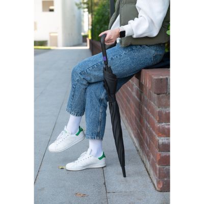 Зонт-трость Квантум (Quantum), черный/фиолетовый-14