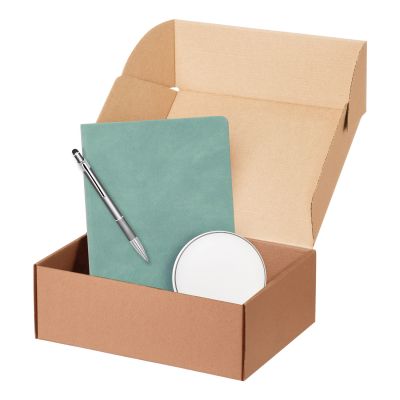 Подарочный набор Stella, бирюзовый (ежедневник, ручка, зарядная станция)-0