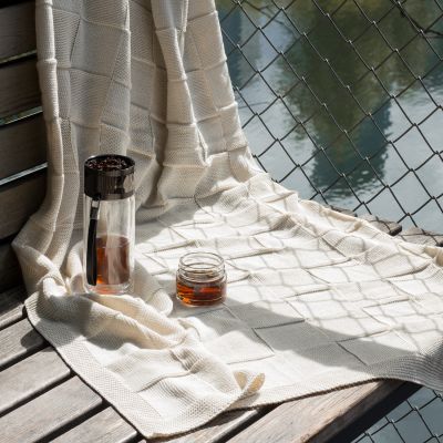 Плед Cella вязаный, оранжевый (без подарочной коробки)-6