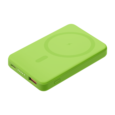 Внешний аккумулятор Ларго PD (Largo PD) 5000mAh с функцией беспроводной зарядки 15W, салатовый-0