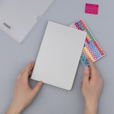 Ежедневник Spark недатированный, серебряный (с упаковкой, со стикерами)-9