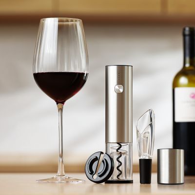 Набор для вина с электрическим штопором Винтаро (Vintaro), серебряный-8