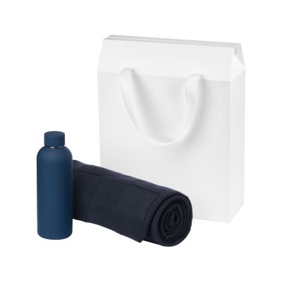 Подарочный набор Prima, синяя (термобутылка, плед)-0