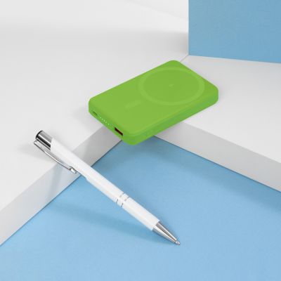 Внешний аккумулятор Ларго PD (Largo PD) 5000mAh с функцией беспроводной зарядки 15W, салатовый-8
