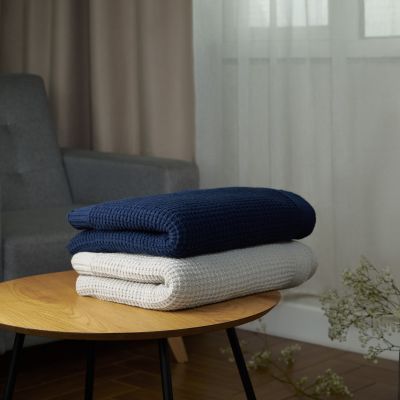 Плед Мальта Софт (Malta Soft) вязаный, 160*90 см, синий-9