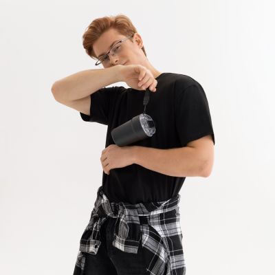 Термокружка вакуумная Монако (Monaco), черная-15