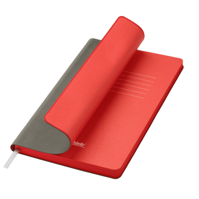 Ежедневник Latte soft touch недатированный, серый/красный-0