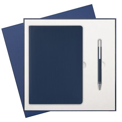 Подарочный набор Rain, синий (ежедневник, ручка)-0