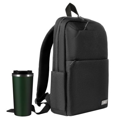 Подарочный набор Palermo, Forst, черный/зеленый (рюкзак, термокружка)-0