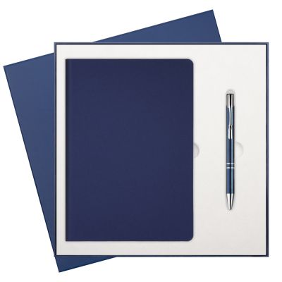 Подарочный набор Moon River, синий (ежедневник, ручка)-0