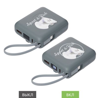 Внешний аккумулятор с подсветкой Риттер PD (Ritter PD) 10000mAh с функцией беспроводной зарядки 15W, серый-12